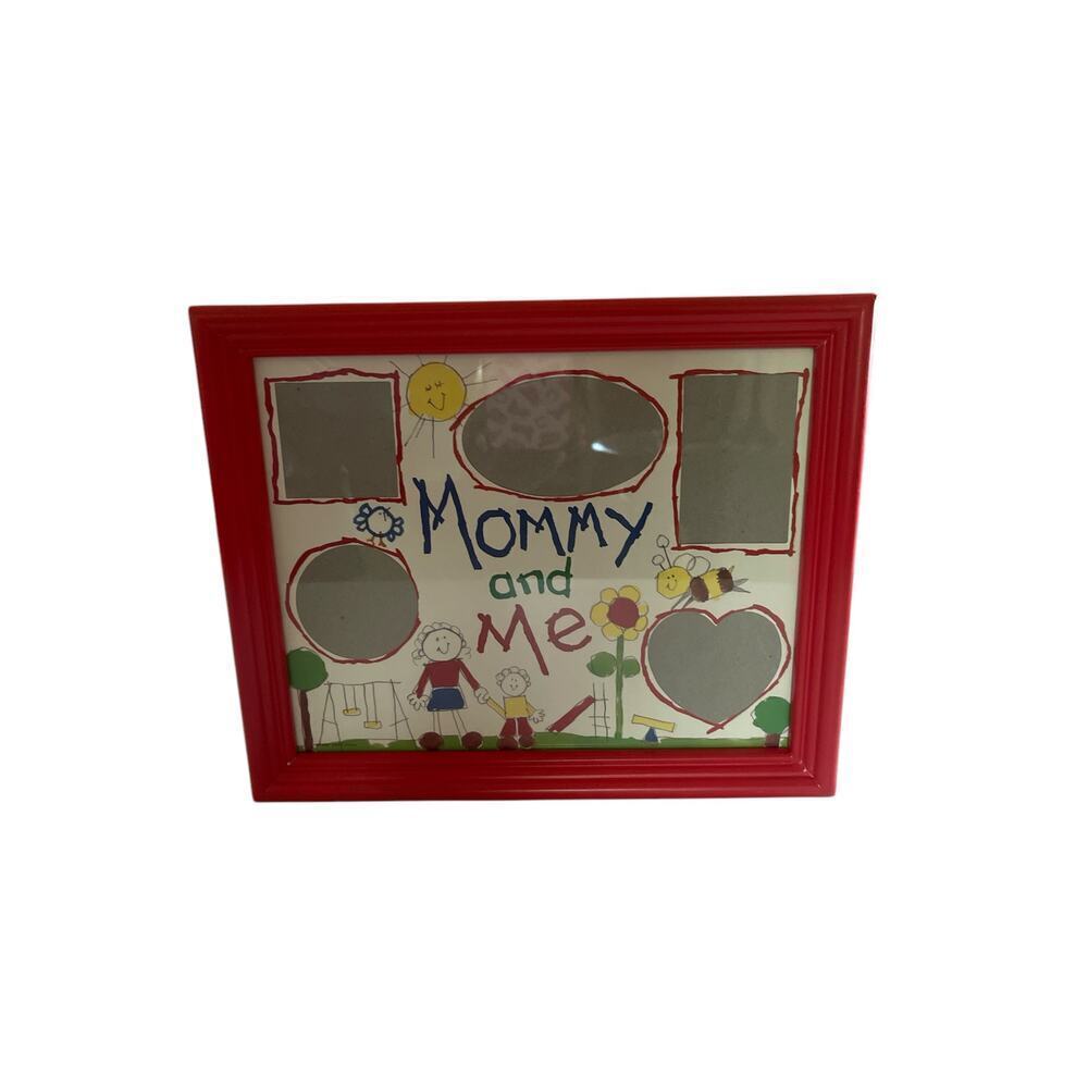 New Mommy and Me Collage Wood Picture Red Frame
